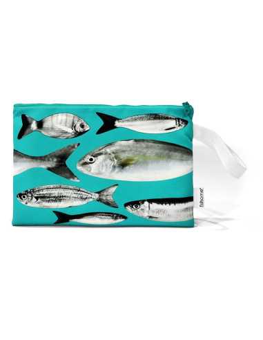 Flat bag FISHOME teal with white handle